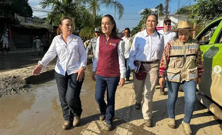 Tras inundaciones en Veracruz: Sheinbaum y Montiel supervisan zonas afectadas